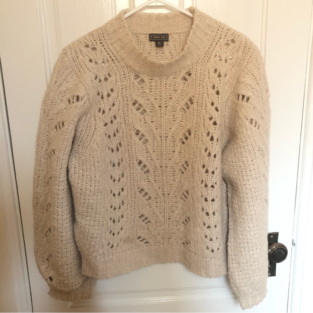Point Sur x J.Crew mock neck cream cozy knit sweater